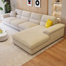 Grey Cotton Linen Cushion Back L-Shape Sofa Chaise Image - 2