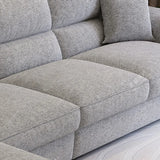 Grey Cotton Linen Cushion Back L-Shape Sofa Chaise Image - 6