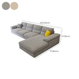 Grey Cotton Linen Cushion Back L-Shape Sofa Chaise #size