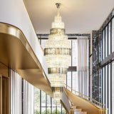 Grey Crystal Tiered Chain High Ceiling Foyer Chandelier Image - 1