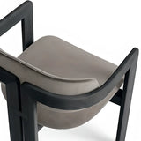 Grey Fabric Seat Armchair Wood Frame Dining Chairs Image - 6