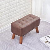 Grey Faux Leather Rectangular Sponge Ottoman Seats Image - 19