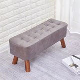 Grey Faux Leather Rectangular Sponge Ottoman Seats Image - 21