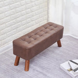 Grey Faux Leather Rectangular Sponge Ottoman Seats Image - 3