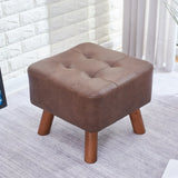 Grey Faux Leather Rectangular Sponge Ottoman Seats Image - 4