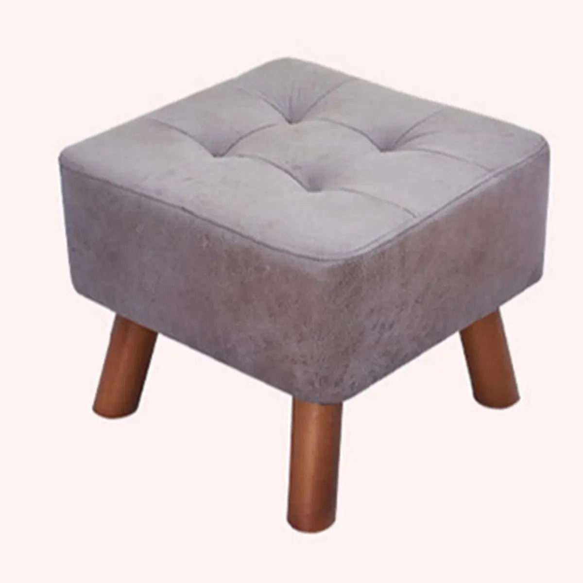 Grey Faux Leather Rectangular Sponge Ottoman Seats Image - 6