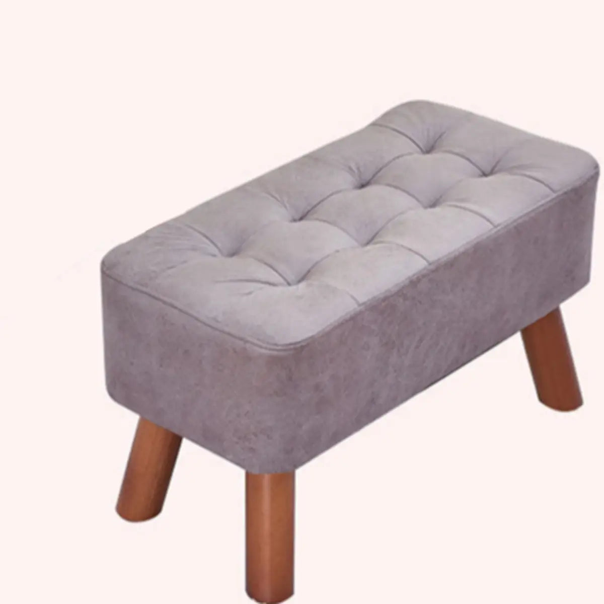 Grey Faux Leather Rectangular Sponge Ottoman Seats Image - 7