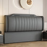 Grey Free-Standing Stepped Upholstered Headboard Image - 7