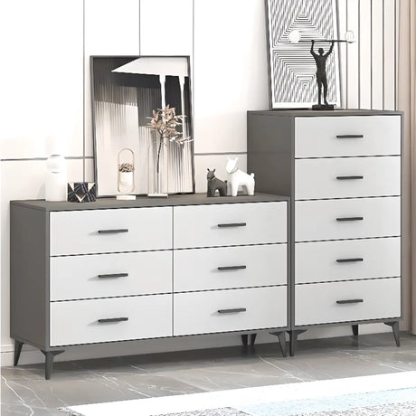 Grey Horizontal Drawer Wood Multi-Tier Storage Dresser Image - 1