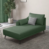 Grey Large Modern Leather Chaise Lounge with Pillow Image - 13