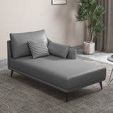 Grey Large Modern Leather Chaise Lounge with Pillow Image - 14