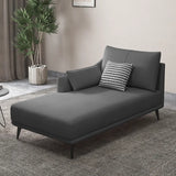 Grey Large Modern Leather Chaise Lounge with Pillow Image - 19