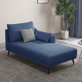 Grey Large Modern Leather Chaise Lounge with Pillow Image - 20