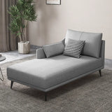 Grey Large Modern Leather Chaise Lounge with Pillow Image - 25