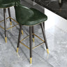 Grey Leather Bucket Seat Steel Legs Counter Bar Stools Image - 16