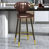 Grey Leather Bucket Seat Steel Legs Counter Bar Stools Image - 21