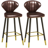 Grey Leather Bucket Seat Steel Legs Counter Bar Stools Image - 23