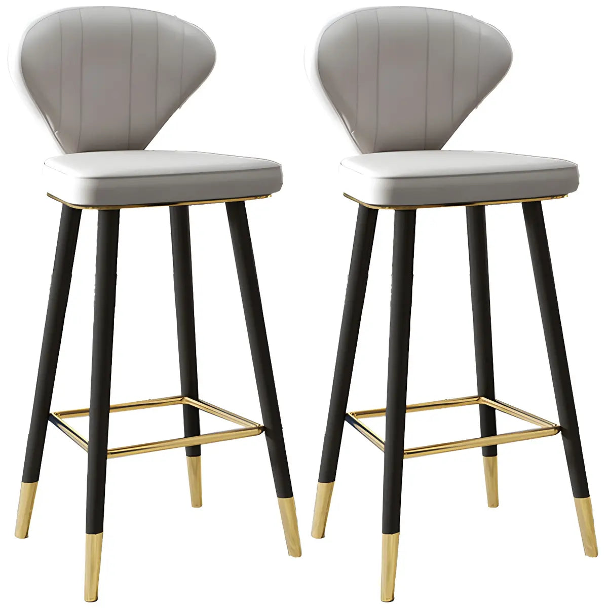 Grey Leather Bucket Seat Steel Legs Counter Bar Stools Image - 26