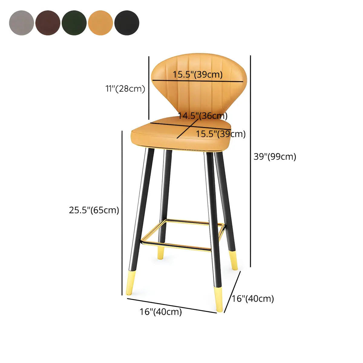 Grey Leather Bucket Seat Steel Legs Counter Bar Stools 