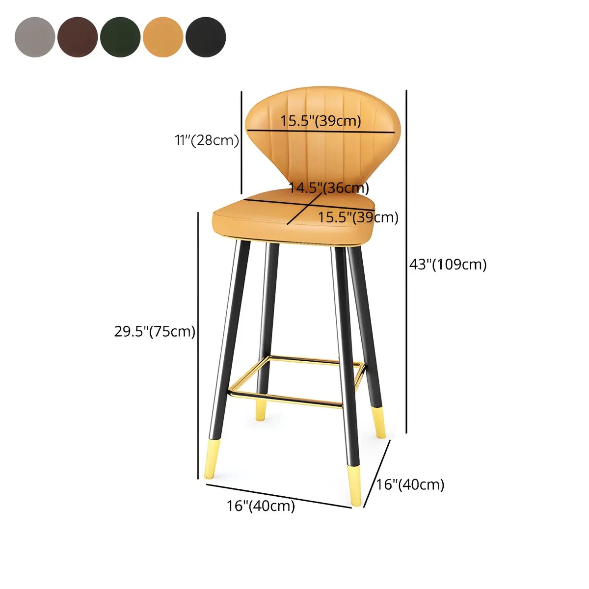 Grey Leather Bucket Seat Steel Legs Counter Bar Stools Image - 28