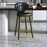 Grey Leather Bucket Seat Steel Legs Counter Bar Stools Image - 3