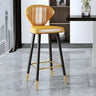 Grey Leather Bucket Seat Steel Legs Counter Bar Stools Image - 9