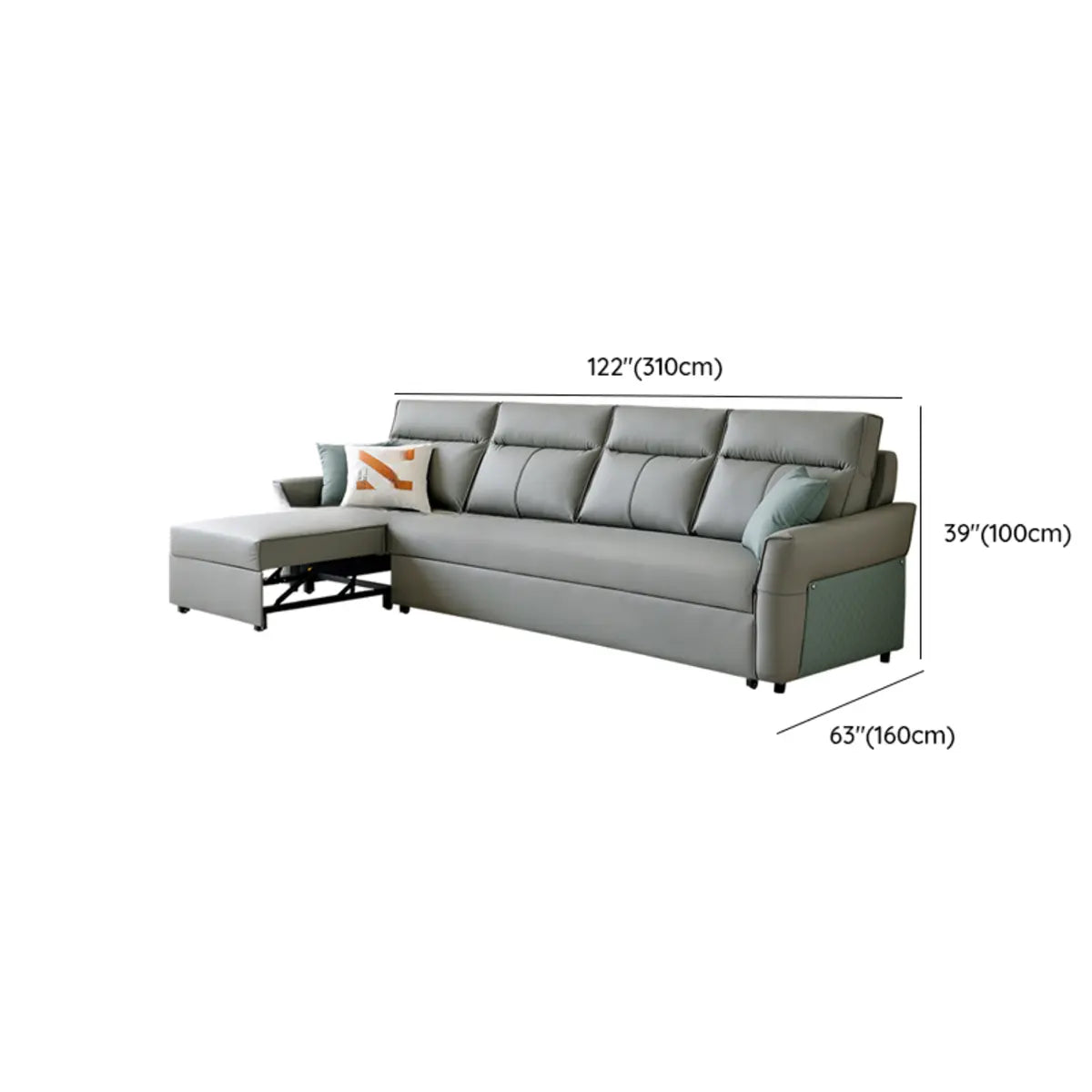 Grey Leather Modern Cushion Back Sleeper Sofa Futon Image - 13