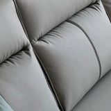 Grey Leather Modern Cushion Back Sleeper Sofa Futon Image - 9