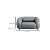 Grey Leather Upholstered Back Reception Sofa with Arms #size