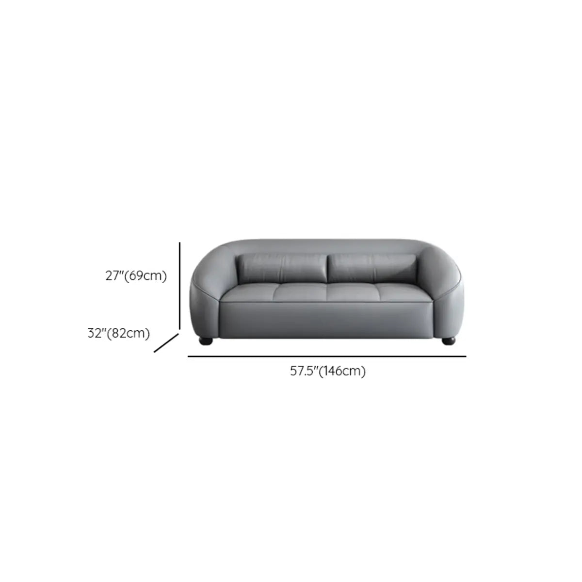 Grey Leather Upholstered Back Reception Sofa with Arms Image - 14