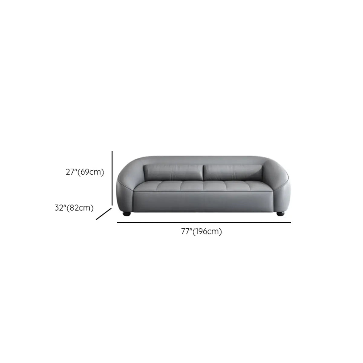 Grey Leather Upholstered Back Reception Sofa with Arms Image - 15