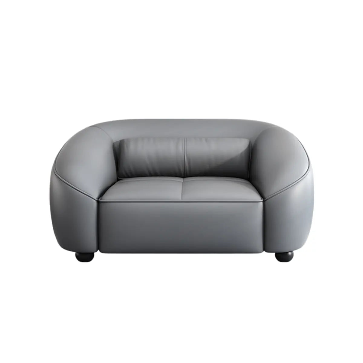 Grey Leather Upholstered Back Reception Sofa with Arms Image - 2