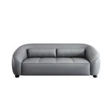 Grey Leather Upholstered Back Reception Sofa with Arms Image - 3