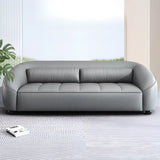 Grey Leather Upholstered Back Reception Sofa with Arms Image - 4