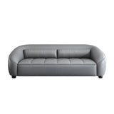 Grey Leather Upholstered Back Reception Sofa with Arms Image - 5