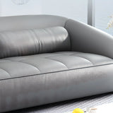 Grey Leather Upholstered Back Reception Sofa with Arms Image - 7