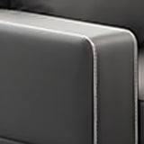 Grey Leather Wood Frame Sofa with Arms and Legs Image - 11