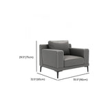 Grey Leather Wood Frame Sofa with Arms and Legs #size