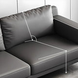 Grey Leather Wood Frame Sofa with Arms and Legs Image - 8