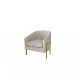 Grey Linen Tight Back Sloped Arms Gold Leg Barrel Chair Image - 6