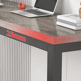 Grey Long Rectangle Wood Bar Table with Steel Base Image - 6