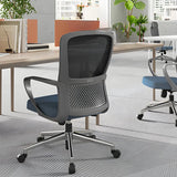 Grey Medium Lumbar Support Modern Mesh Swivel Office Chair Image - 3