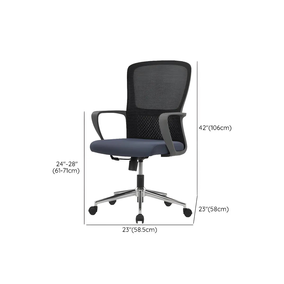 Grey Medium Lumbar Support Modern Mesh Swivel Office Chair 