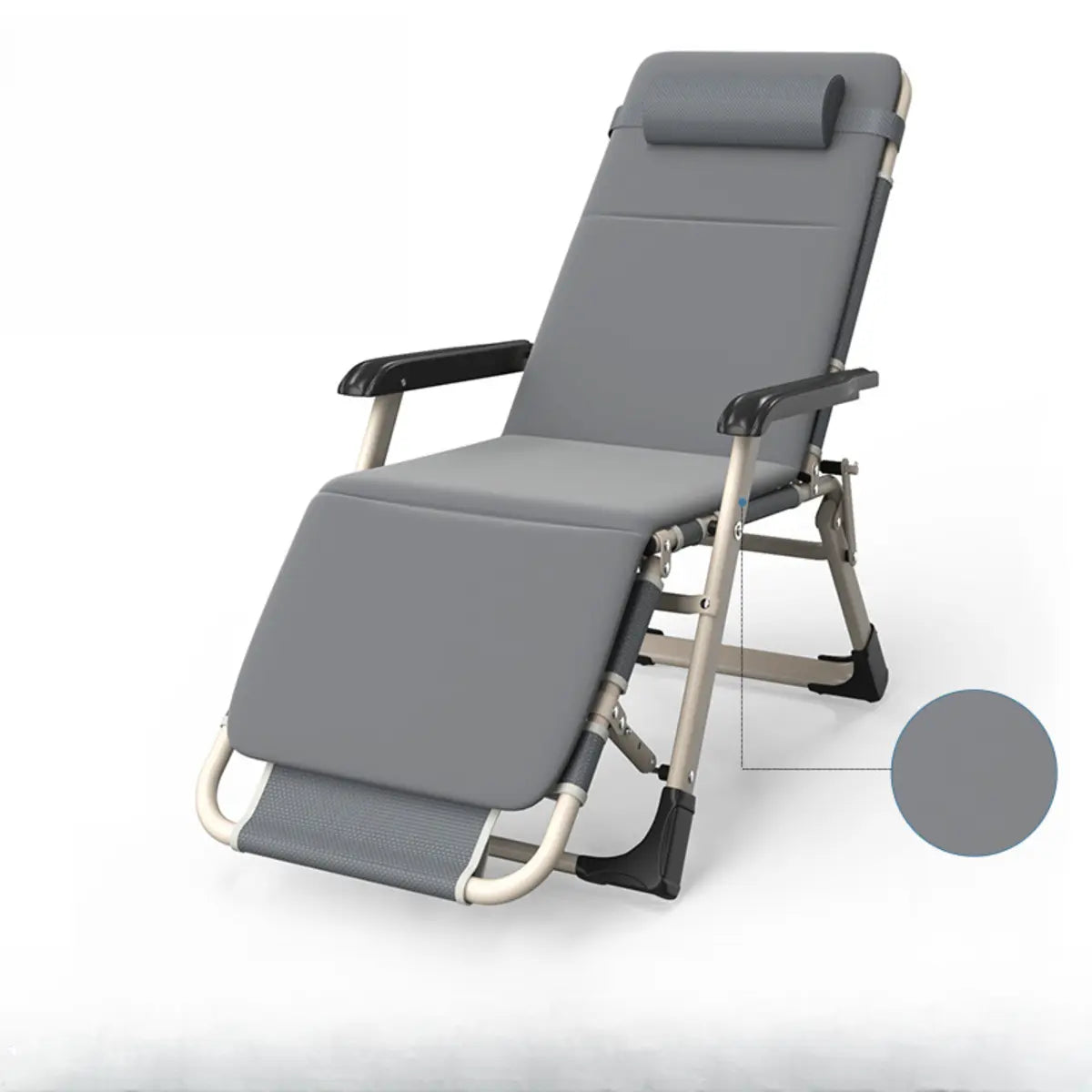 Grey Metal Adjustable Backrest Lounge Pillow Recliner Image - 18