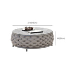 Grey Metal Frame Round Outdoor Stone Coffee Table #size