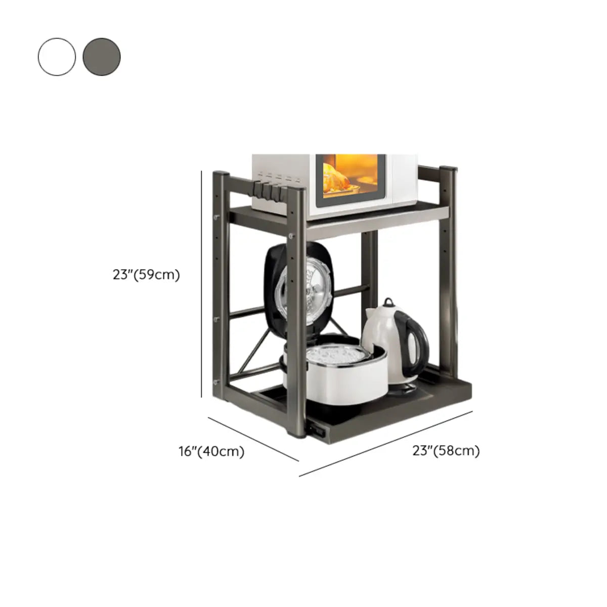 Grey Metal Microwave Shelf Standard Baker's Rack 
