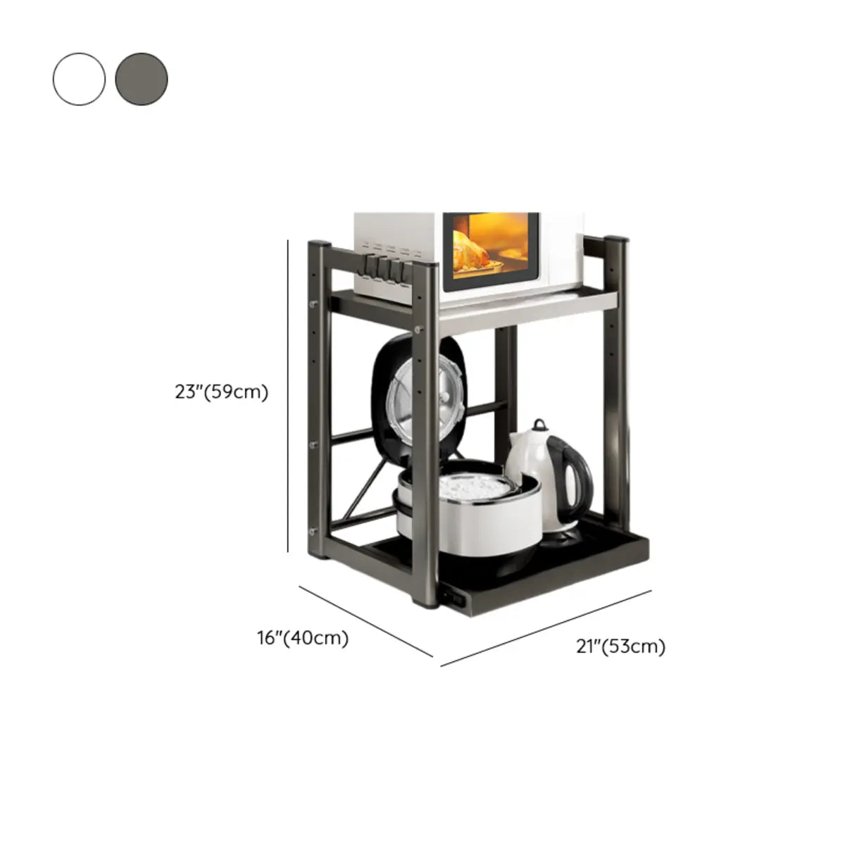 Grey Metal Microwave Shelf Standard Baker's Rack Image - 15