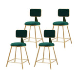 Grey Modern Gold Iron Velvet Tall Bar Stool with Cushion Image - 10