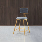 Grey Modern Gold Iron Velvet Tall Bar Stool with Cushion Image - 12