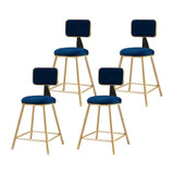 Grey Modern Gold Iron Velvet Tall Bar Stool with Cushion Image - 15